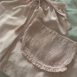 Light Blush Smocked Tube Top and Matching Pants Set